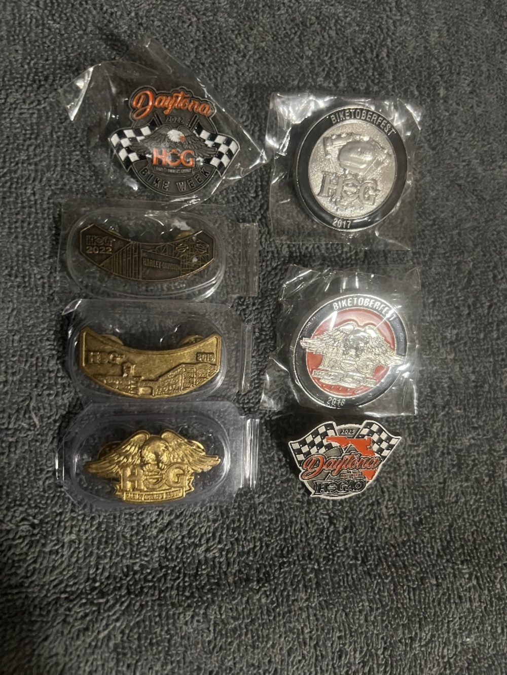 Seven "HOG' Harley Owners Group Pins